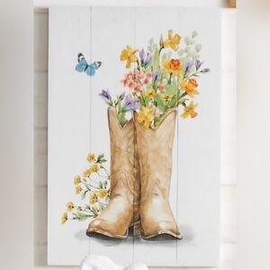 Floral Cowboy Boots Wall Art